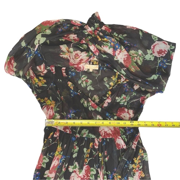 ByTiMo Floral Wrap Bodice Long Sleeve Chiffon Dress in Rose Field - Picture 9 of 14